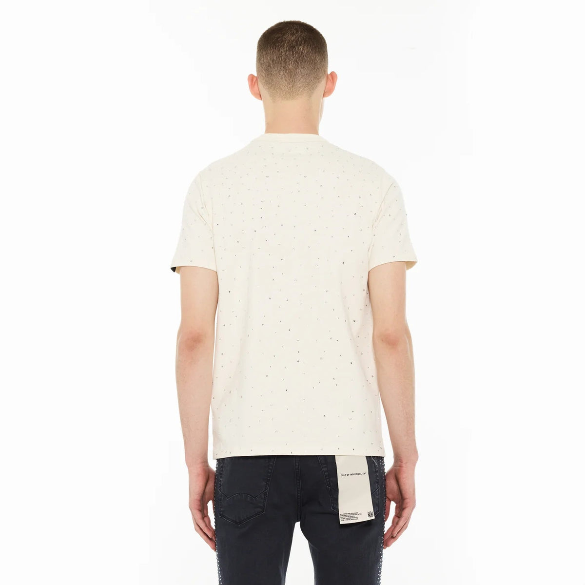 Cult x El Alfa Premium Short Sleeve Crew Neck Tee "Panther" in Winter White 625B8-K43A