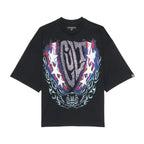 Cult's Oversized Short Sleeve Crew Neck Tee "Living The Dream" in Black  626A4-K37A