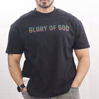 Glory of God Oversized T-Shirt - Ultra-Soft Cotton with Iridescent Font in Timeless Black