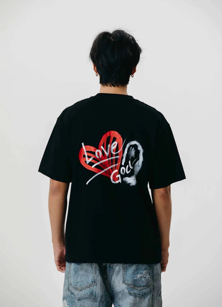 Blahk Colors  BLACK  Heart Mark Tee Oversized