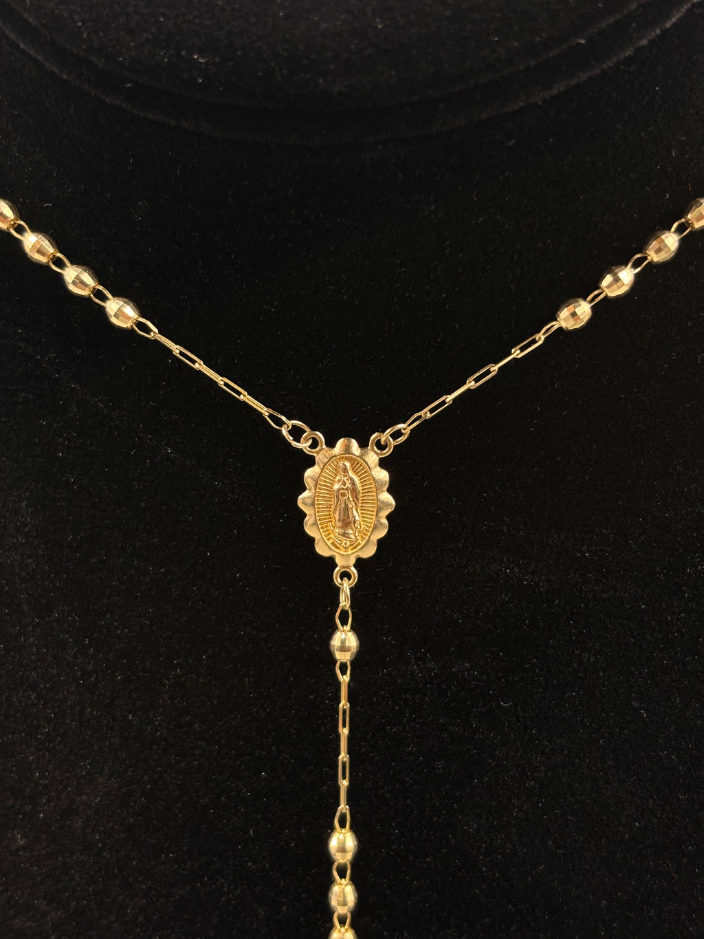 Devotional 14k Pure Gold Rosary Necklace