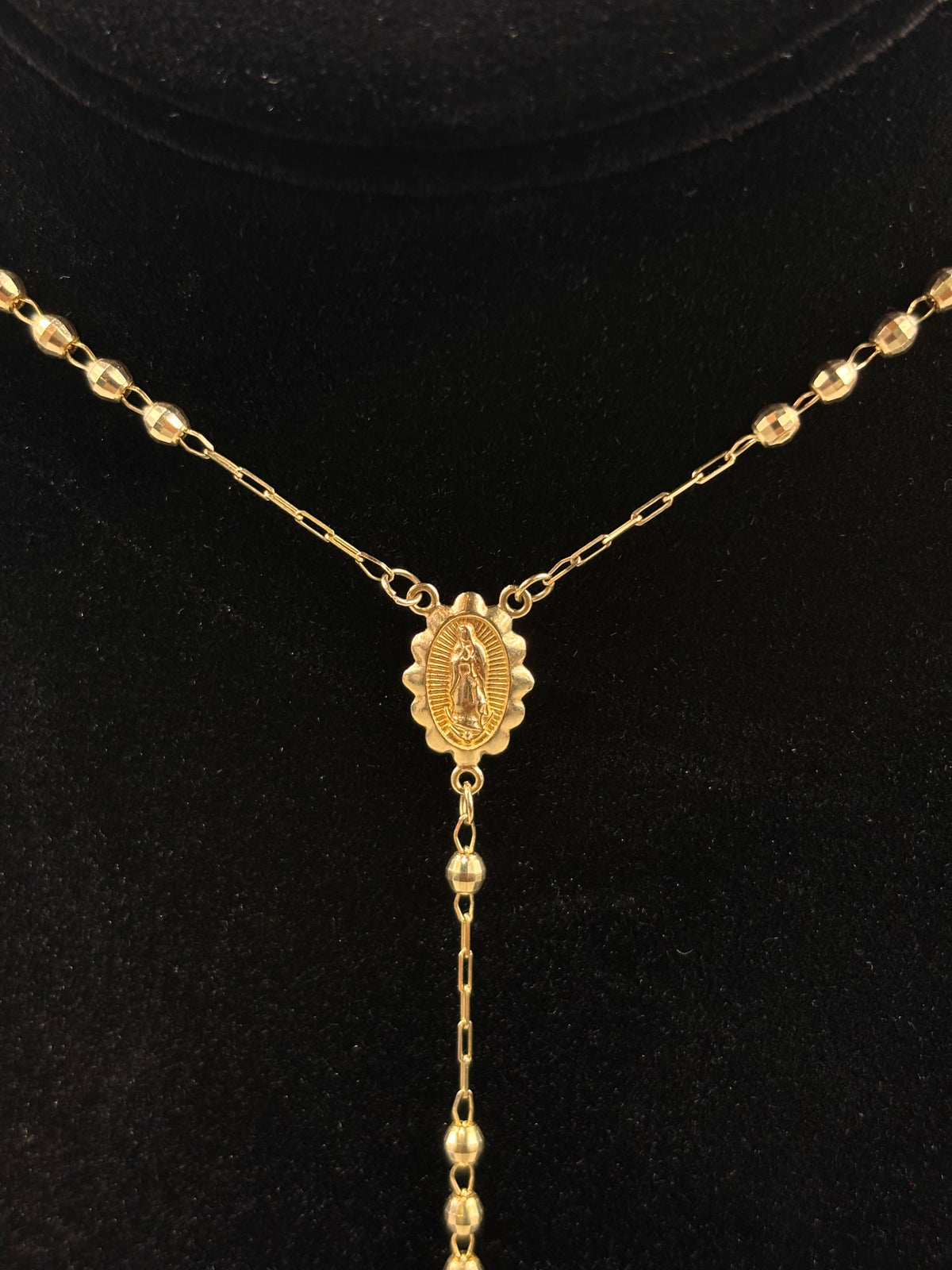 Devotional 14k Pure Gold Rosary Necklace