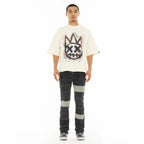 Cult's Oversized Short Sleeve Crew Neck Tee "Scribble Logo" in Winter White S626A5-K39A