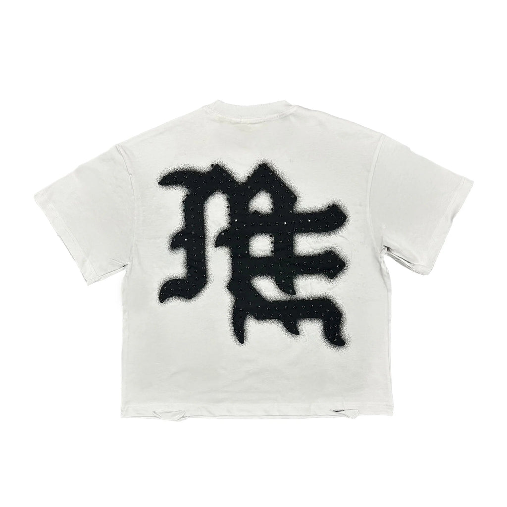 MIXED EMOTION / White ‘End’ Rhinestone Tee