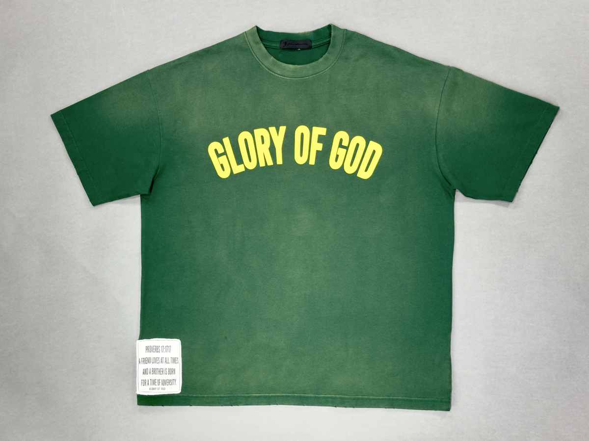 Glory of God Oversized Half Sleeve T-Shirt - Ultra-Soft Cotton in Elegant Green