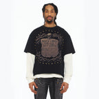 Cult's Long Sleeve Layered Thermal Tee "Rock N Roll Saved My Soul" In Black  626B8-LST72A