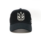 Black Trucker Hat – Mesh Back, White Clean Logo 623BC-CH98