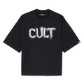 Cult's Oversized Short Sleeve Crew Neck Tee "Shredded" 260 Grams In Black  626B8-K35A