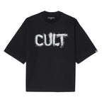 Cult's Oversized Short Sleeve Crew Neck Tee "Shredded" 260 Grams In Black  626B8-K35A