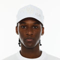 Cult x El Alfa Premium 5 Panel A Frame Trucker Hat with Pearls in White 625AC-CH1A