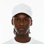 Cult x El Alfa Premium 5 Panel A Frame Trucker Hat with Pearls in White 625AC-CH1A
