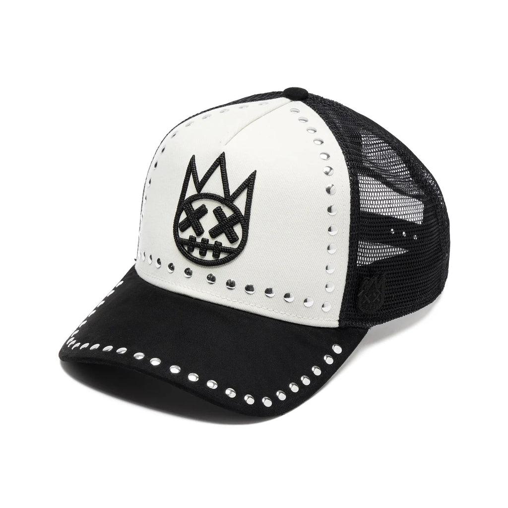 Cult's Mesh Back Trucker Hat "Divine Sounds" In Black/White 626BC-CH59A