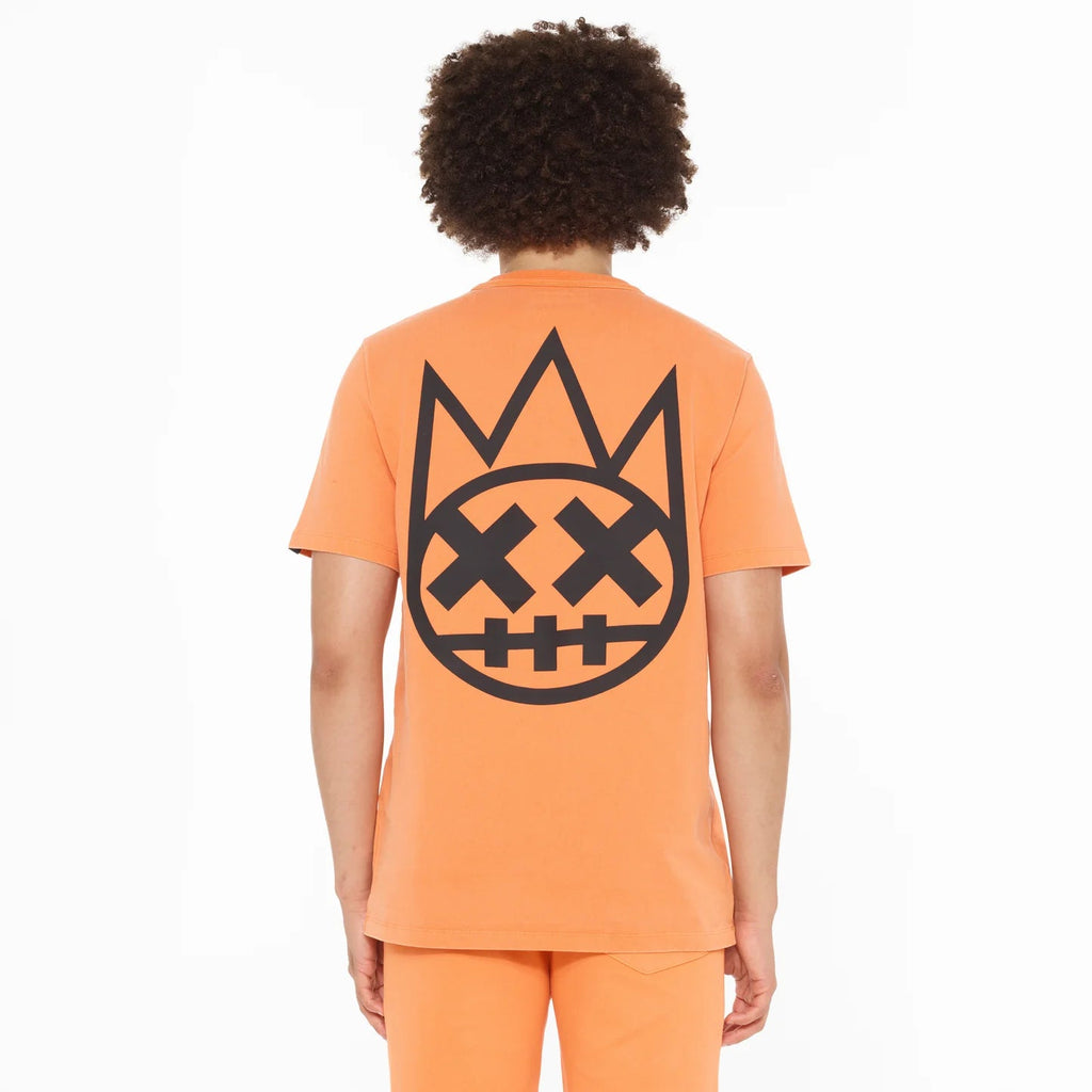 Short Sleeve Crew Neck Tee "Shimuchan" Logo in Orange