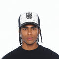 Cult's Mesh Back Trucker Hat "Divine Sounds" In Black/White 626BC-CH59A