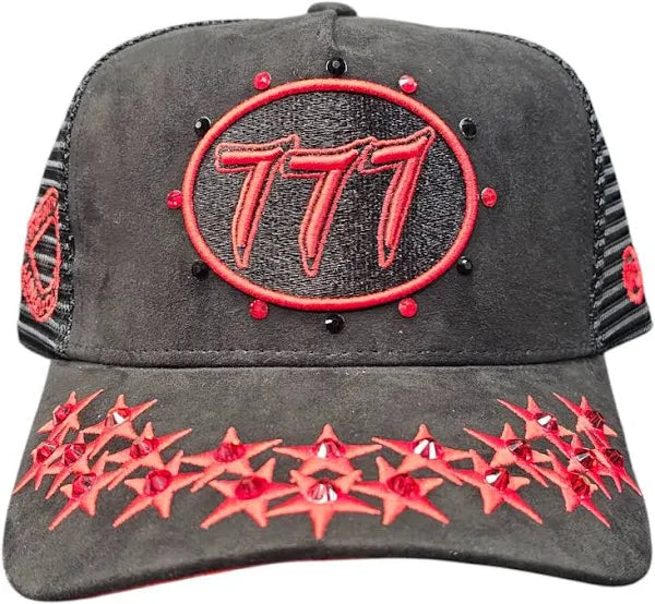 HUDSON OUTERWEAR BLACK AND RED TRUCKER HAT