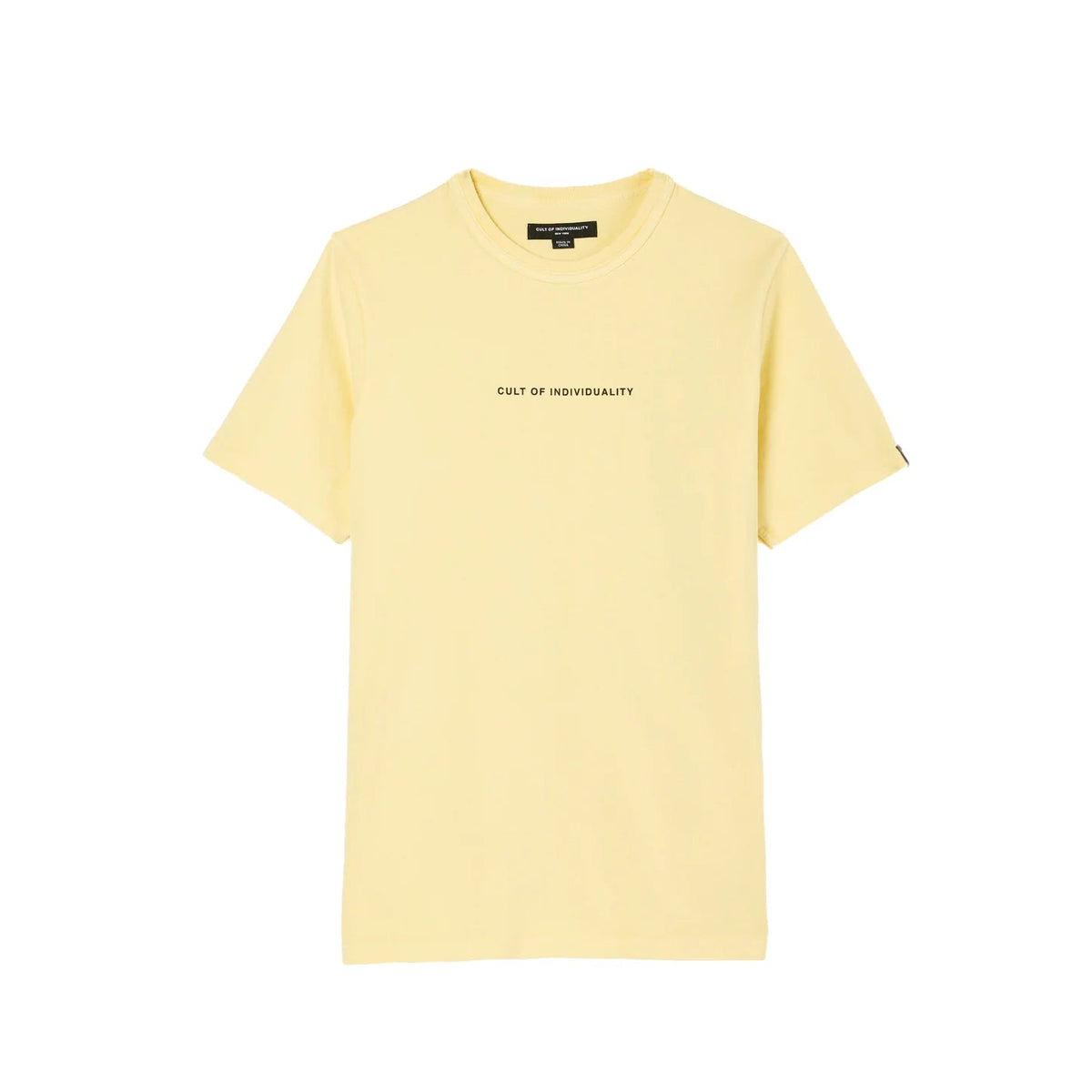 Short Sleeve Crew Neck Tee "Shimuchan" Logo in Banana