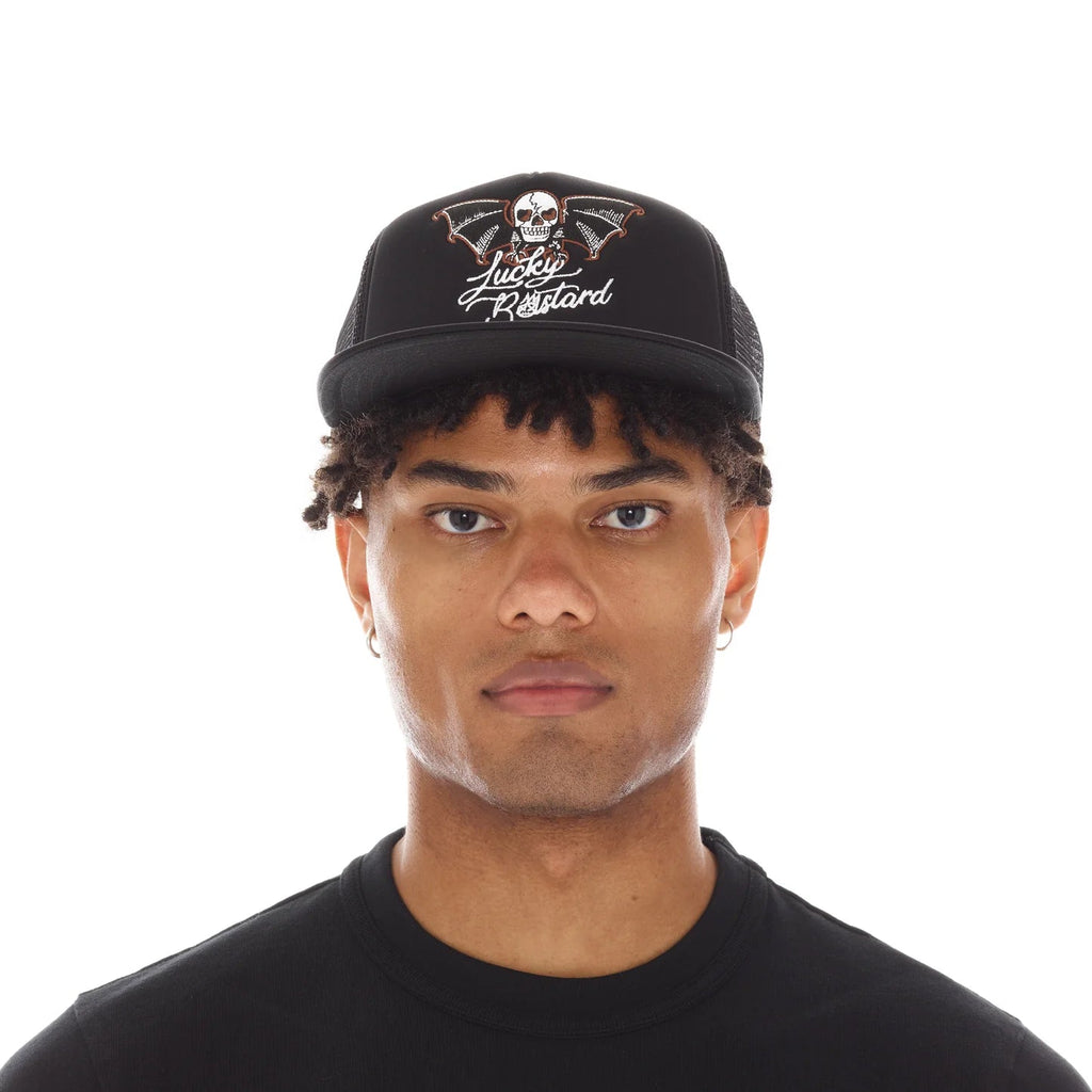 LUCKY BASTARD TRUCKER HAT IN BLACK