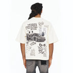 Cult's Oversized Short Sleeve Crew Neck Tee "Cult Newspaper" 260 Gr In Winter White  626B8-K29A
