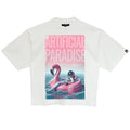 Cult's Oversized Short Sleeve Crew Neck Tee "Artificial Paradise" in White 626A5-K47A