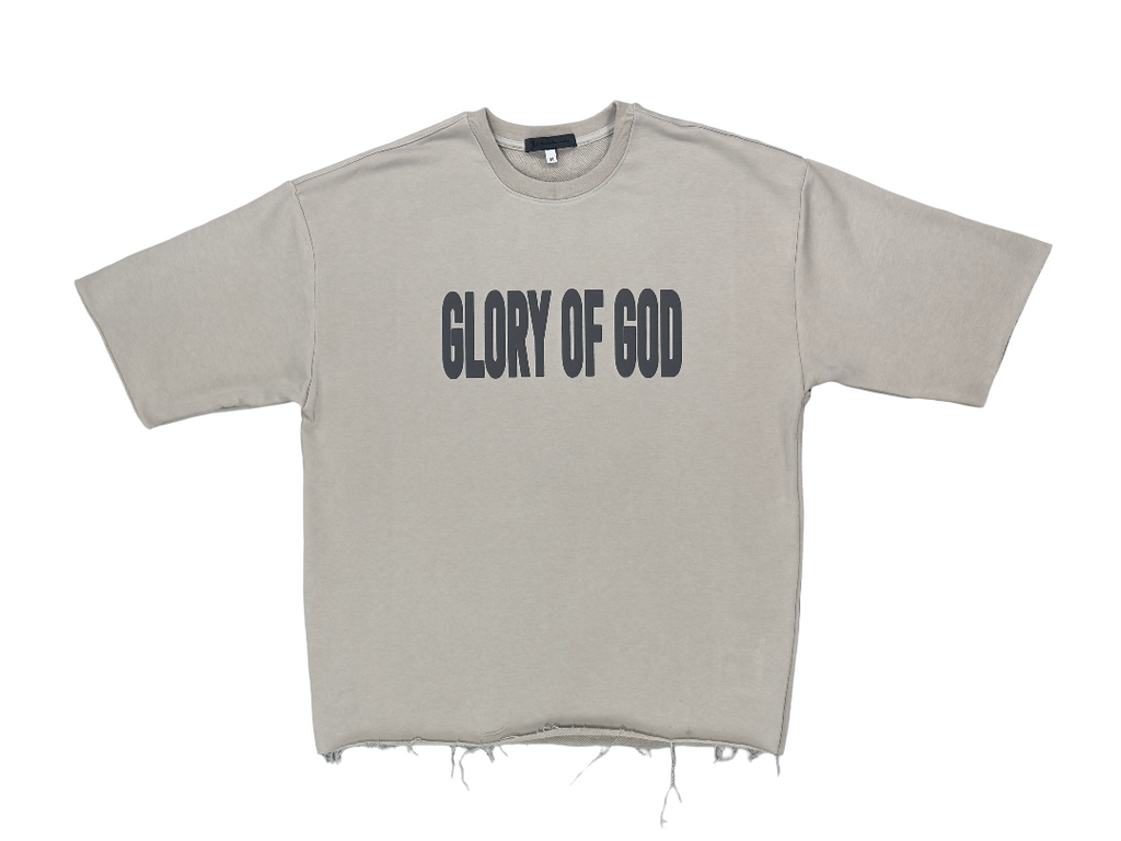 Glory of God Oversized Half Sleeve T-Shirt - Silver Sand Grey