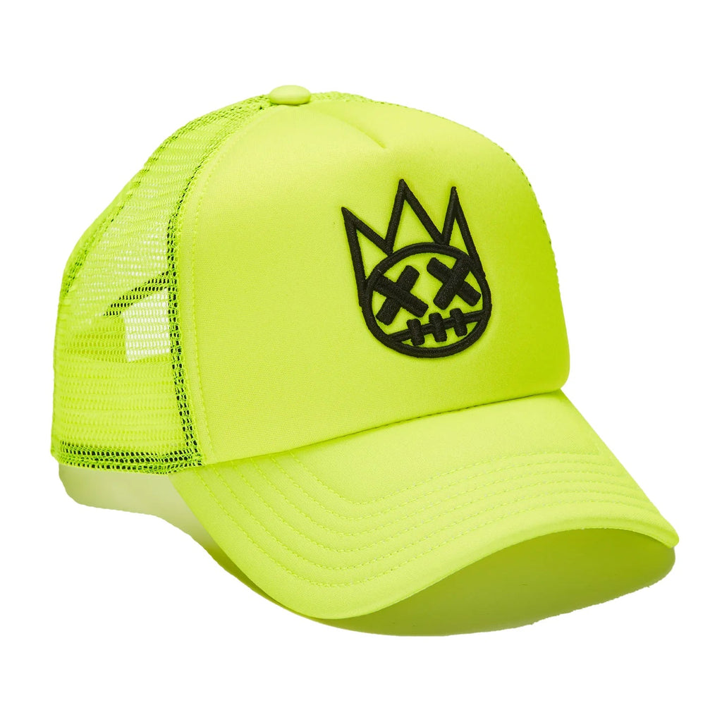 Clean Shimuchan Logo Mesh Back Trucker Hat in Neon Yellow