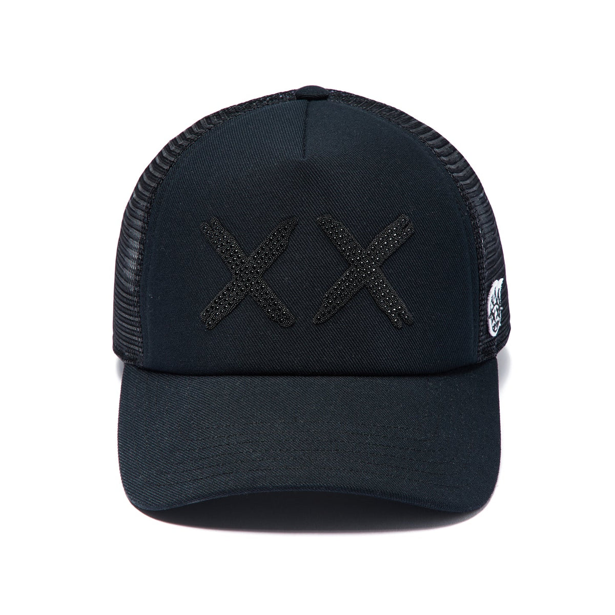 Cult's Black Crystals Mesh Trucker Hat "XX" Logo In Black/Black 626AC-CH82A