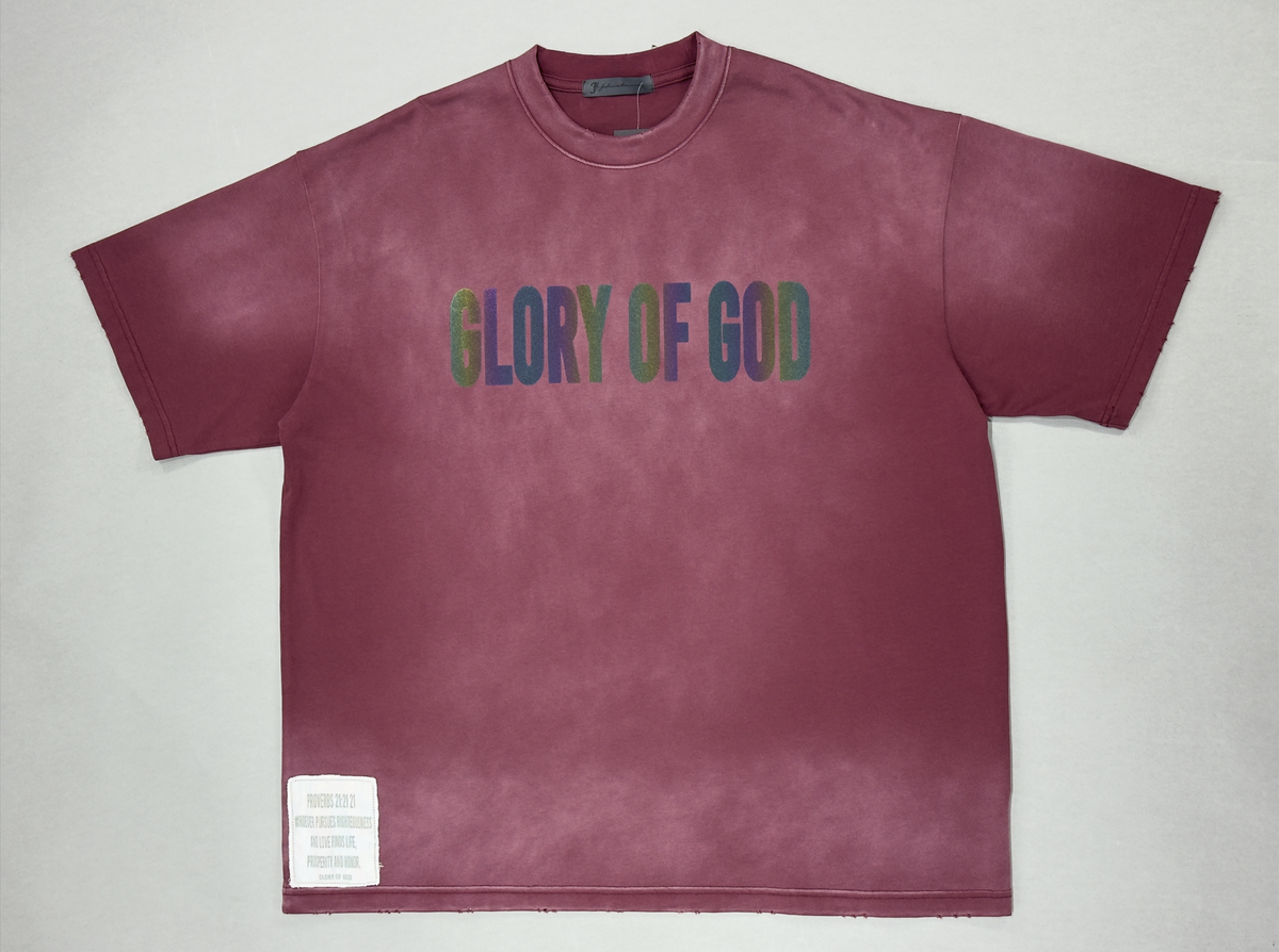 Glory of God Oversized Half Sleeve T-Shirt - Luxurious Chestnut Red