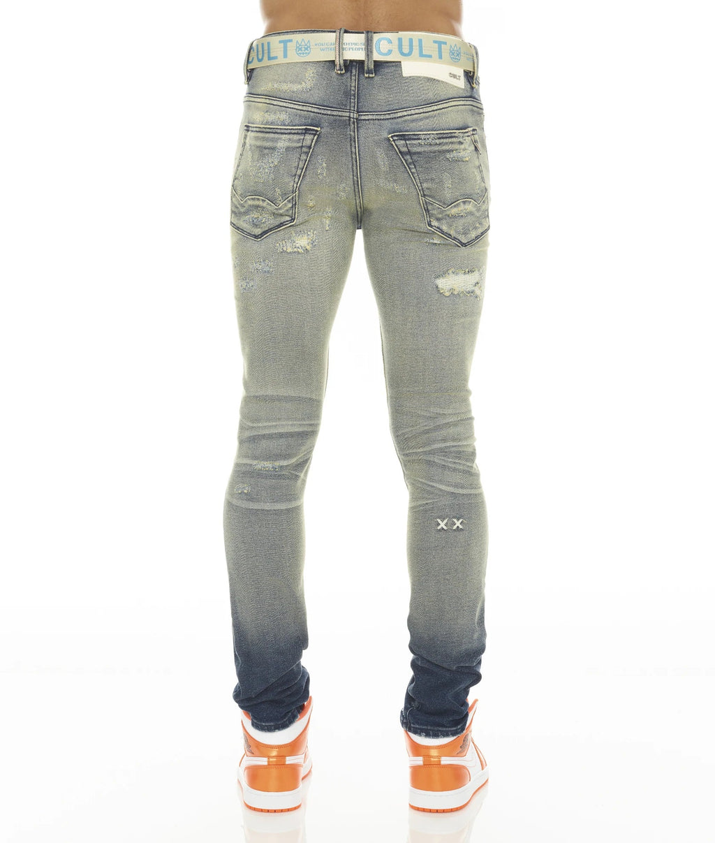 PUNK SUPER SKINNY STRETCH W/ BEET RED BELT IN INO
