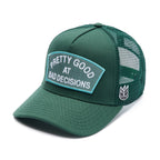 Cult's Mesh Trucker Hat "Good At Bad Decisions" In Bayberry  626AC-CH75A