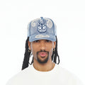Cult X El Alfa Paisley Panel A Frame Trucker Hat In Light Blue  626BC-CC01A
