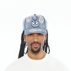 Cult X El Alfa Paisley Panel A Frame Trucker Hat In Light Blue  626BC-CC01A