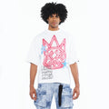 Cult's Oversized Short Sleeve Crew Neck Tee "Airbrushed" 260 Grams In White