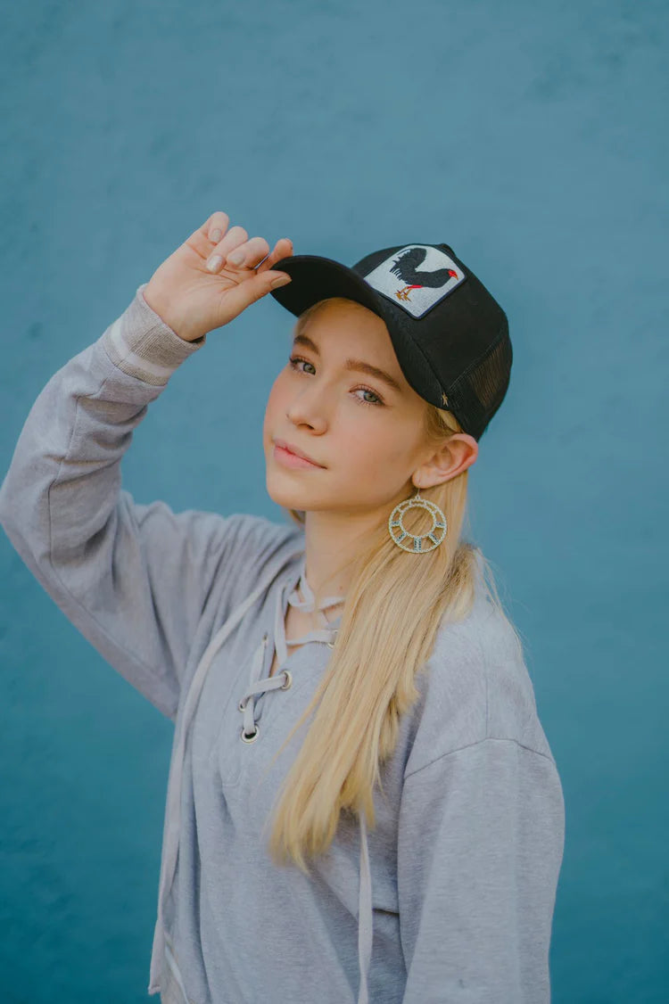 GOLD STAR HAT - NEW ROOSTER BLACK TRUCKER HAT