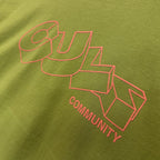 Cult's Oversized Heavyweight Boxy Fit Short Sleeve Crew Neck Tee "Cult Stacked" in Green Oasis SKU: 625B11-K50A-XS