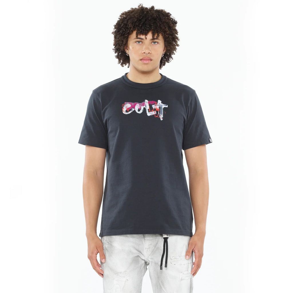Cult's Heavyweight Short Sleeve Crew Neck Tee "Artist Logo" in Steel