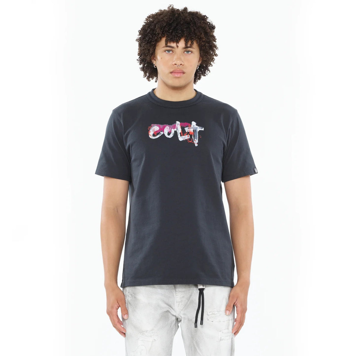 Cult's Heavyweight Short Sleeve Crew Neck Tee "Artist Logo" in Steel