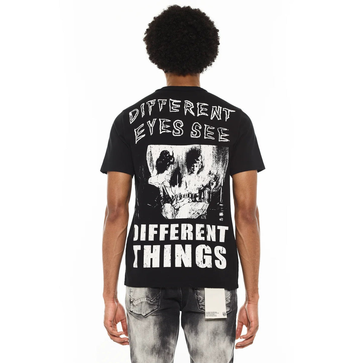 Cult's Heavyweight Short Sleeve Crew Neck Tee "Illusion" in Black  625B7-K30A-S