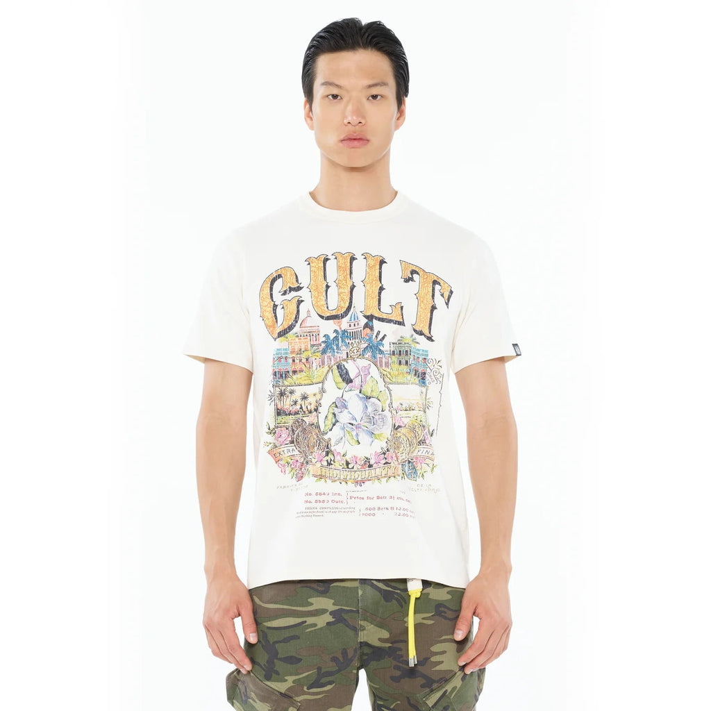 Cult's Heavyweight Short Sleeve Crew Neck Tee "Cuba" in Winter White