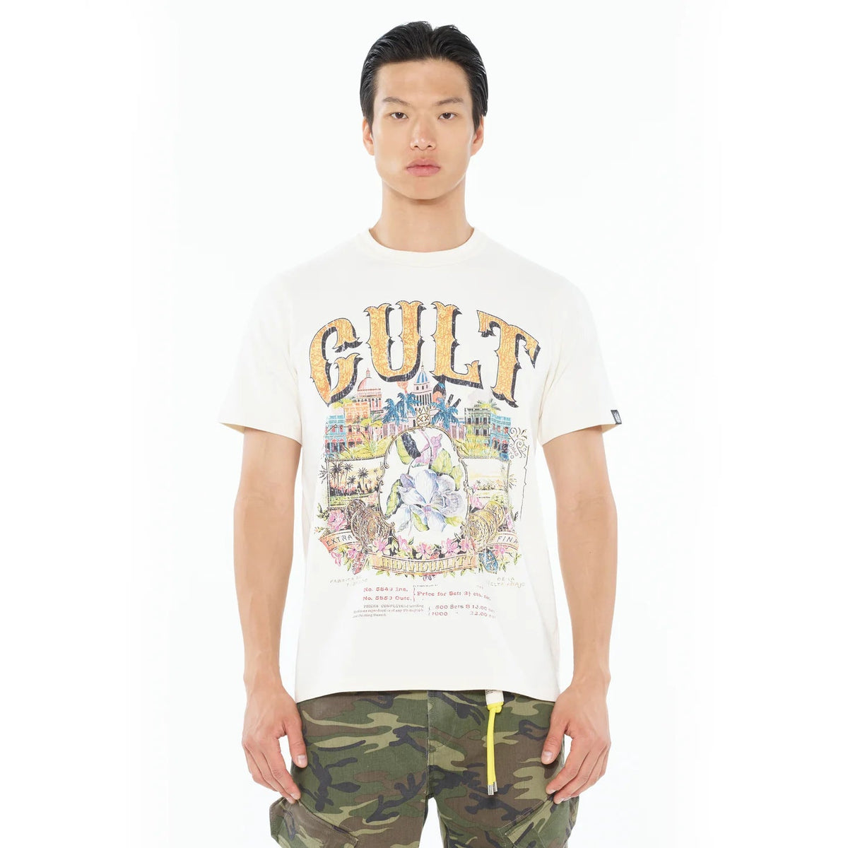 Cult's Heavyweight Short Sleeve Crew Neck Tee "Cuba" in Winter White