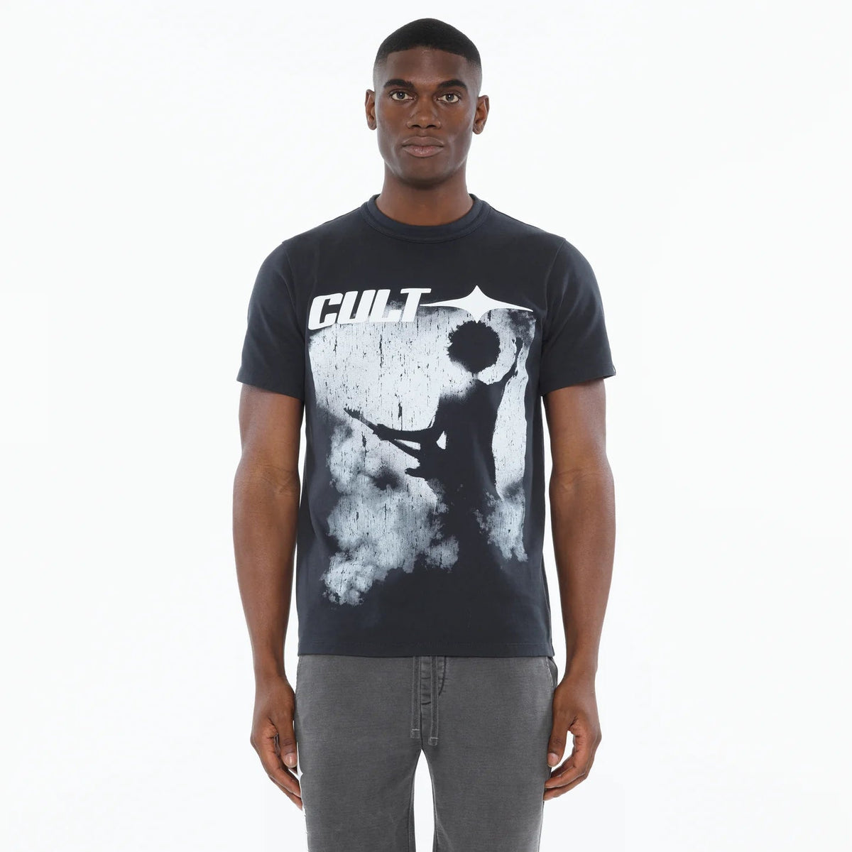Crew Neck Tee "More Than Music" in Steel