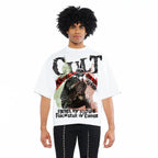 Cult's Oversized Short Sleeve Crew Neck Tee "Cult Anarchy" 260 Gram In White  626B7-K49A