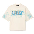 Cult's Oversized Short Sleeve Crew Neck Tee "Stars" 260 Grams In Winter White  626B10-K28A