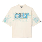 Cult's Oversized Short Sleeve Crew Neck Tee "Stars" 260 Grams In Winter White  626B10-K28A