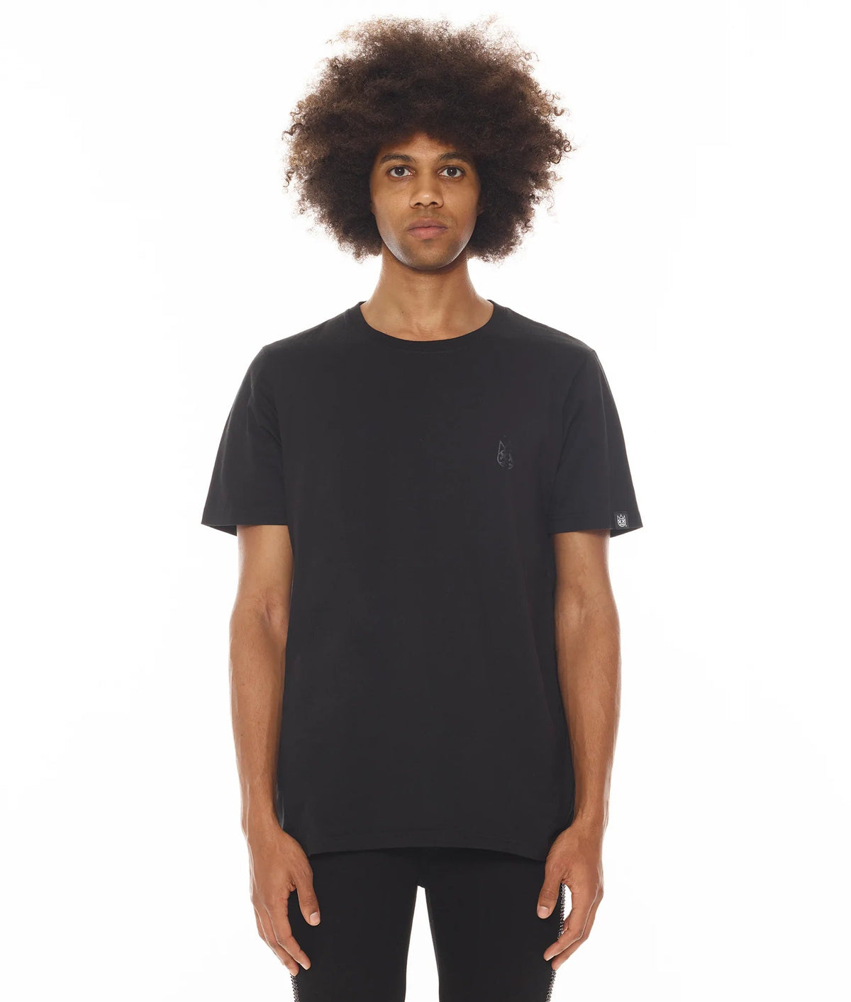 SHORT SLEEVE CREW NECK TEE "CRYSTAL XX" IN BLACK