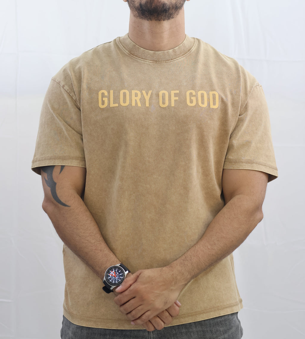 Glory of God Oversized T-Shirt - in Light Brown