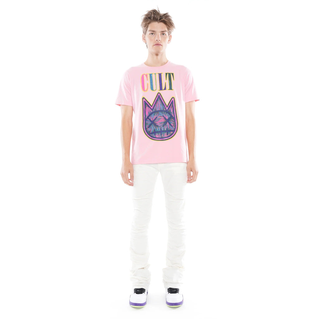 SHORT SLEEVE CREW NECK TEE "PASTEL LOGO" IN CANDY PINK