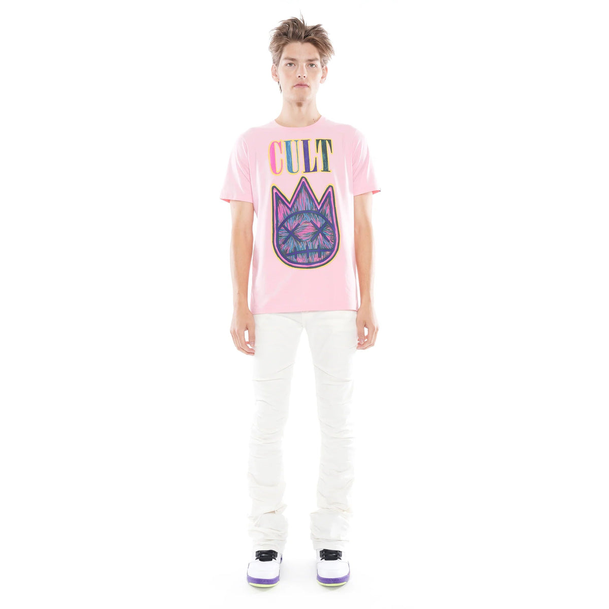 SHORT SLEEVE CREW NECK TEE "PASTEL LOGO" IN CANDY PINK
