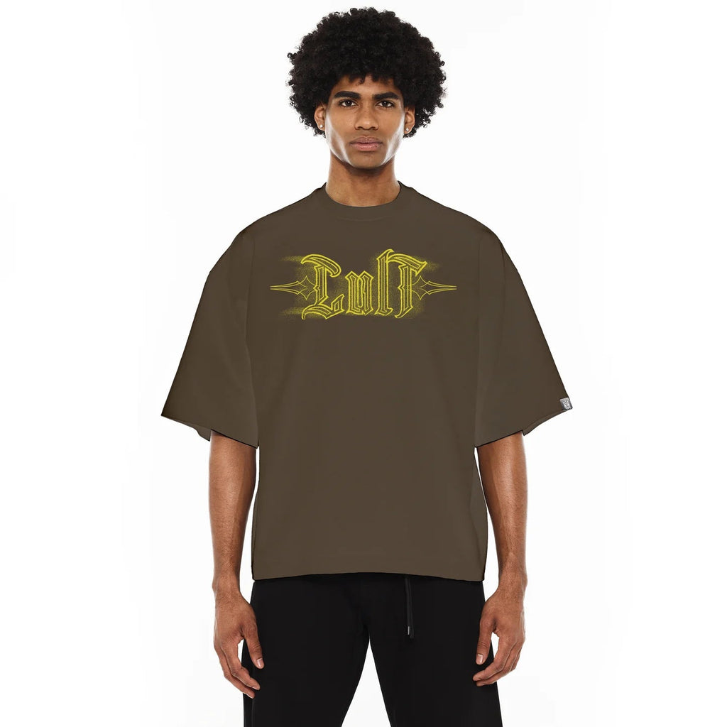 Cult's Oversized Heavyweight Boxy Fit Short Sleeve Crew Neck Tee "Pinstripe" in Sage