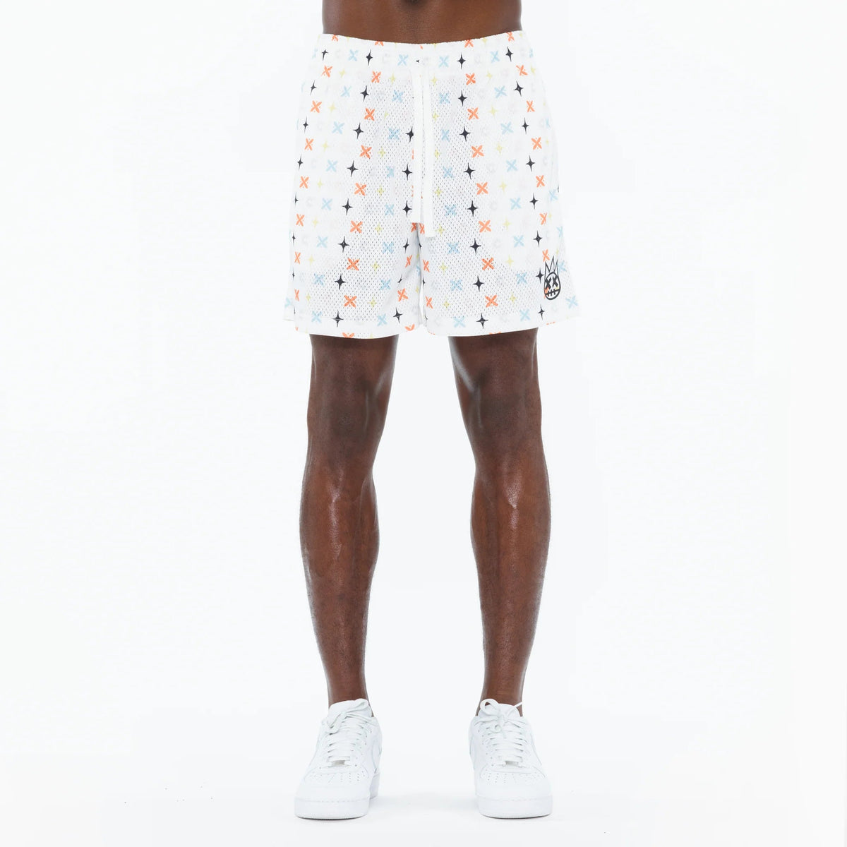 Cult's Mesh Shorts in Cult Repeat Pattern White