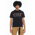 Cult's Short Sleeve Crew Neck Tee "Stained Glass" 260 Grams In Black 626B7-K21A